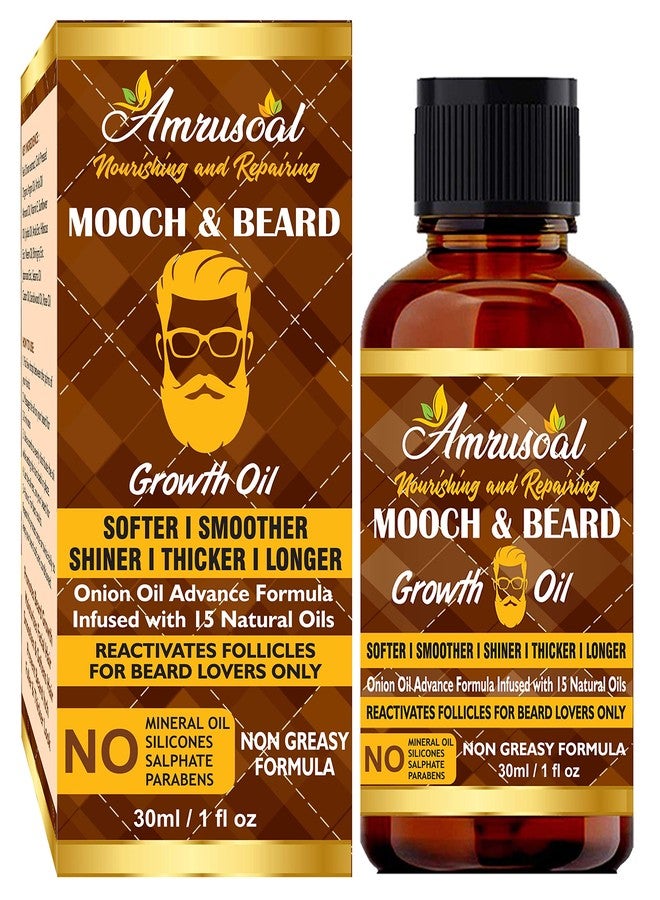 AMRUSOAL Mooch & Beard Growth Oil for Men PACK OF TWO for Softer, Smoother, Thicker & Longer Beard and Filing Patchy Beard | Made with Pure Essential Oils Beard oil (30 ml) - Image 4